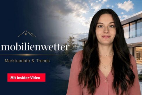 Immobilienwetter – aktuelle Marktupdates und Trends zum Immobilienmarkt mit Immobilienexpertin vor moderner Wohnimmobilie.